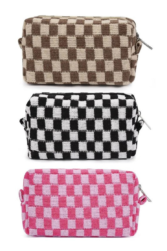 Checkered Makeup Pouch