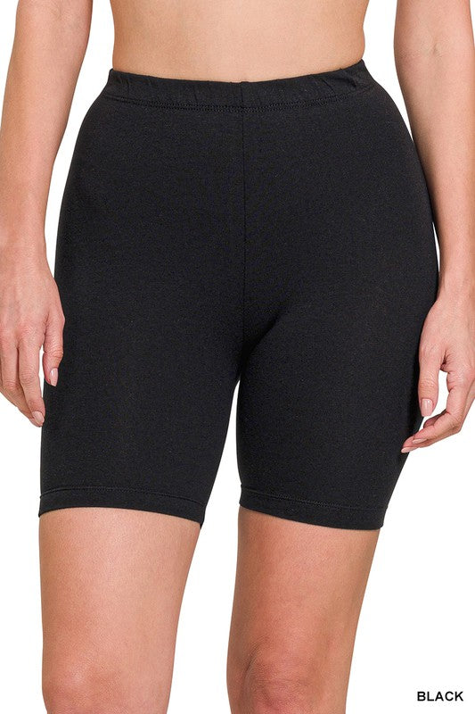 Black Smooth Biker Shorts