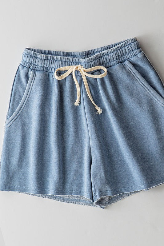 Raw Hem Drawstring Shorts