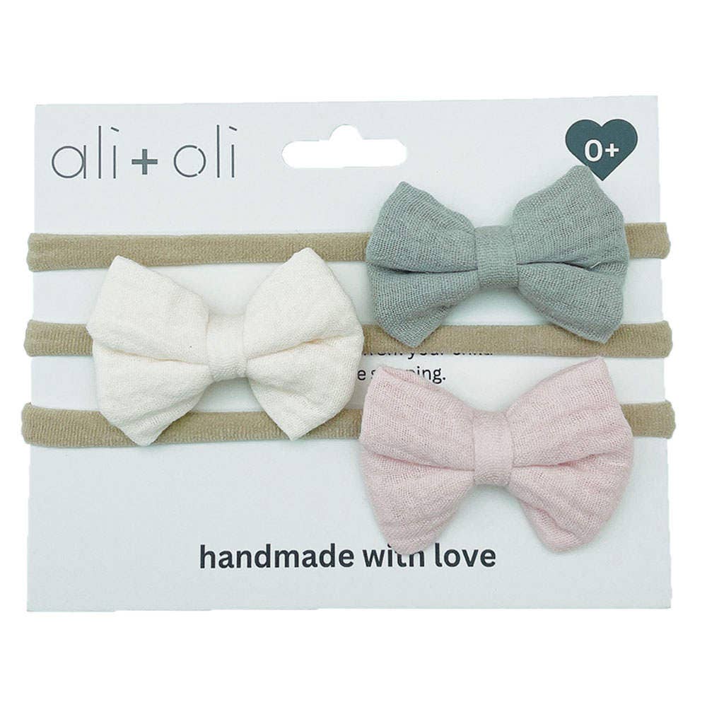 Baby Headband Bow Set (Cream)