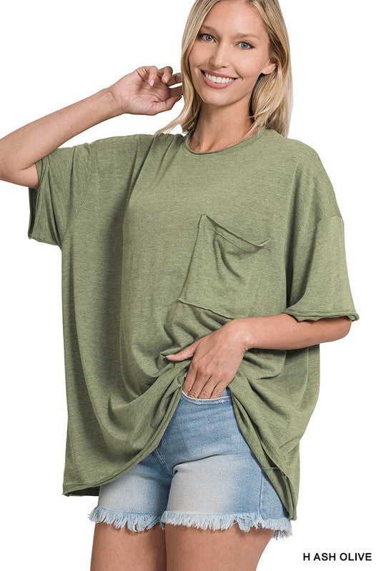 Oversized Front Pocket Boyfriend Tee